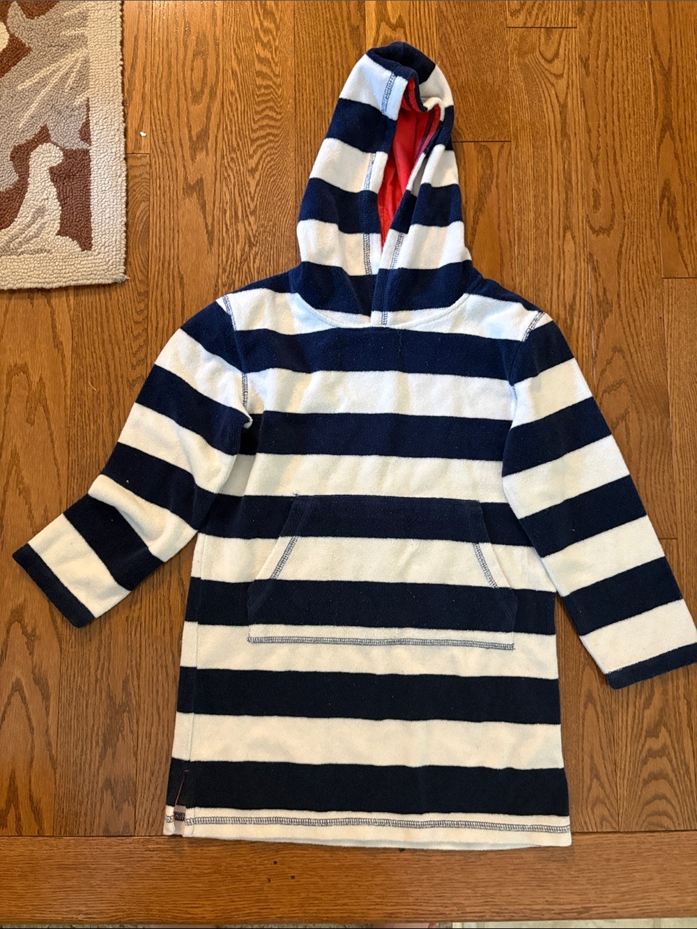 Mini Boden Navy and White Hooded Kids Swim Coverup Like New Size 7/8